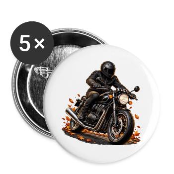Motorradfahrer im Herbst - Buttons groß 56 mm (5er Pack) - Weiß - Vorne
