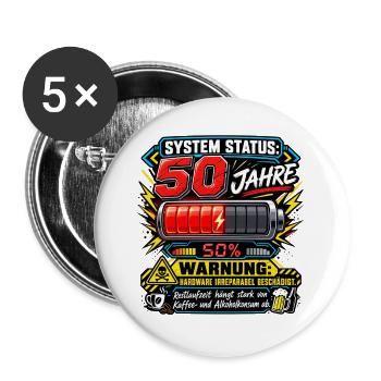 50.Geburtstag System Status 50Jahre Hardware Humor - Buttons groß 56 mm (5er Pack) - Weiß - Vorne