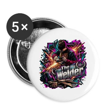 The Welder Neon Sparks - Buttons groß 56 mm (5er Pack) - Weiß - Vorne