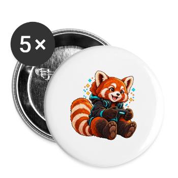 Red Panda Gamer mit Controller - Buttons groß 56 mm (5er Pack) - Weiß - Vorne