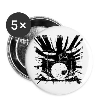 Schlagzeug Grafik - Buttons groß 56 mm (5er Pack) - Weiß - Vorne