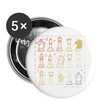 Vintage Schachfiguren Skizze - Buttons groß 56 mm (5er Pack) - Weiß - Vorne