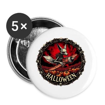 Nightmare Pumpkin Aviator gerahmtes rundes dunkles T-Shirt - Buttons groß 56 mm (5er Pack) - Weiß - Vorne