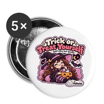 Halloween – Süßes oder Saures – Selbstfürsorge - Buttons groß 56 mm (5er Pack) - Weiß - Vorne
