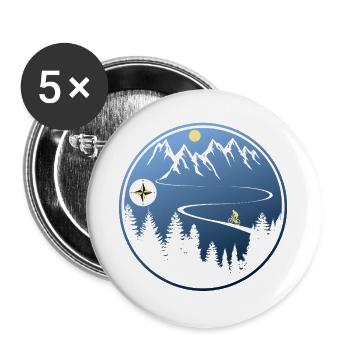 Fahrrad Mountainbike Berge - Buttons groß 56 mm (5er Pack) - Weiß - Vorne
