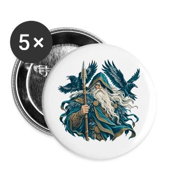 Odin Allvater Wikinger Nordische Mythologie - Buttons groß 56 mm (5er Pack) - Weiß - Vorne