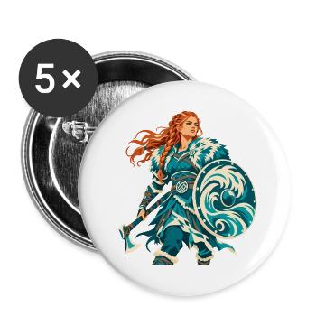 Schildmaid Wikingerin Shieldmaiden Valkyrie - Buttons groß 56 mm (5er Pack) - Weiß - Vorne