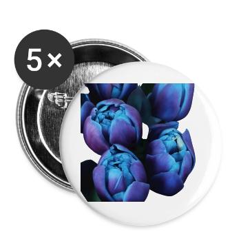 Indigo-Blüten-Tulpen - Buttons groß 56 mm (5er Pack) - Weiß - Vorne