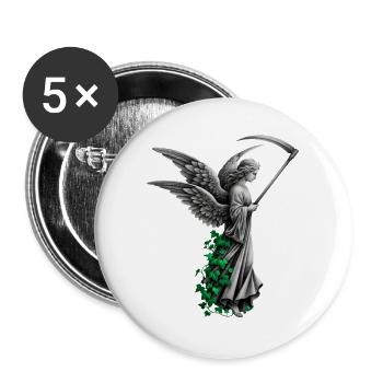 Engel Statue mit Sense und Efeu - Buttons groß 56 mm (5er Pack) - Weiß - Vorne