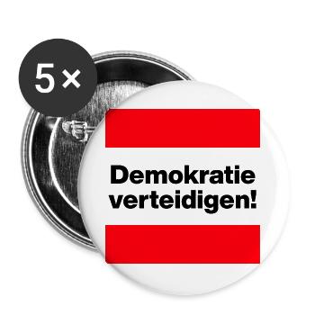DEMOKRATIE VERTEIDIGEN KLARES STATEMENT GEGEN AFD - Buttons groß 56 mm (5er Pack) - Weiß - Vorne