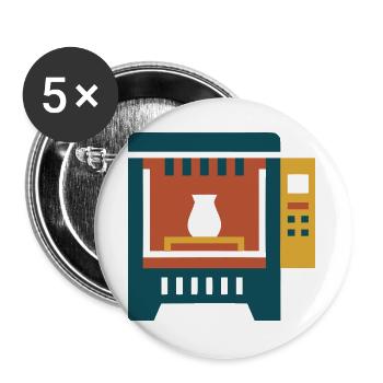 Brennofen Keramik Grafik - Buttons groß 56 mm (5er Pack) - Weiß - Vorne