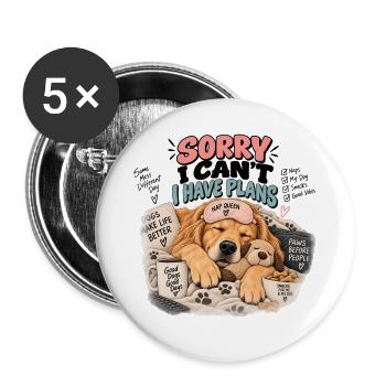 Entschuldigung, ich habe Pläne - Buttons groß 56 mm (5er Pack) - Weiß - Vorne