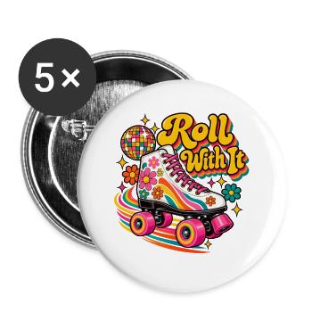Roll With It Blumenroller - Buttons groß 56 mm (5er Pack) - Weiß - Vorne