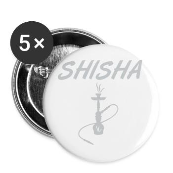 Shisha Hookah Silhouette Motiv - Buttons groß 56 mm (5er Pack) - Weiß - Vorne