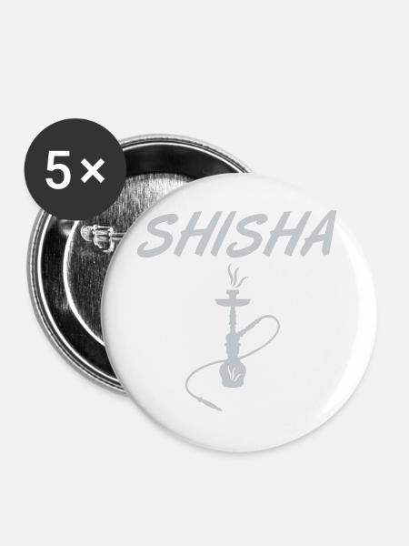 Shisha Hookah Silhouette Motiv - Buttons groß 56 mm (5er Pack) - Weiß