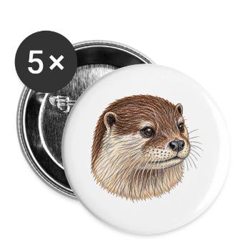 Europäischer Otterkopf - Buttons groß 56 mm (5er Pack) - Weiß - Vorne