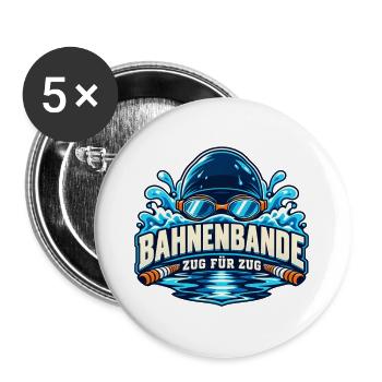 Bahnenbande – Zug für Zug - Buttons groß 56 mm (5er Pack) - Weiß - Vorne