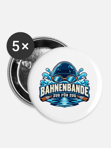 Bahnenbande – Zug für Zug - Buttons groß 56 mm (5er Pack) - Weiß