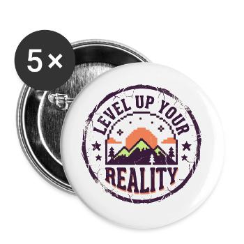 Level up your reality - Buttons groß 56 mm (5er Pack) - Weiß - Vorne