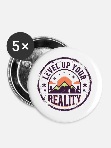 Level up your reality - Buttons groß 56 mm (5er Pack) - Weiß
