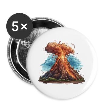 Vulkanausbruch Lava Explosion - Buttons groß 56 mm (5er Pack) - Weiß - Vorne