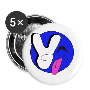 Smile_blue - Buttons groß 56 mm (5er Pack) - Weiß - Vorne