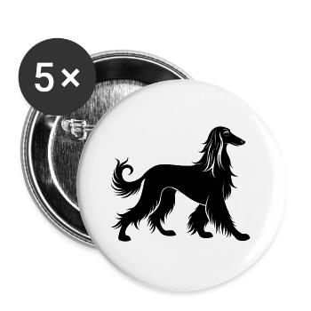 Afghanisches Hund-Gangverhalten - Buttons groß 56 mm (5er Pack) - Weiß - Vorne