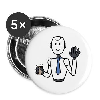 Geschäftsmann-Roboter mit Kaffee - Buttons groß 56 mm (5er Pack) - Weiß - Vorne