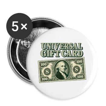 Universal-Geschenkkarte - Buttons groß 56 mm (5er Pack) - Weiß - Vorne