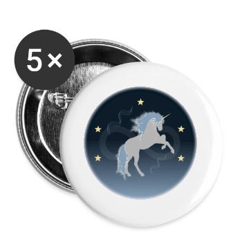 Einhorn - Kraft - Buttons groß 56 mm (5er Pack) - Weiß - Vorne