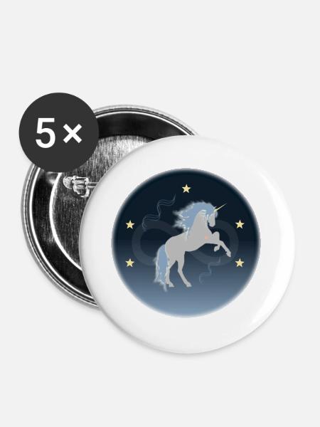 Einhorn - Kraft - Buttons groß 56 mm (5er Pack) - Weiß