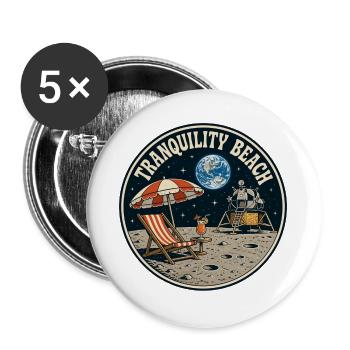 Tranquility Beach - Mondlandung Grafik - Buttons groß 56 mm (5er Pack) - Weiß - Vorne