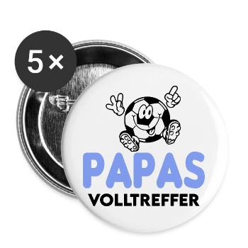 Fußball Papas Volltreffer Babybody Sprüche Body - Buttons groß 56 mm (5er Pack) - Weiß - Vorne
