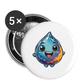 Wasser Tropfen  - Buttons groß 56 mm (5er Pack) - Weiß - Vorne