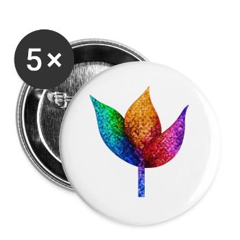 Regenbogengeometrisches Blatt - Buttons groß 56 mm (5er Pack) - Weiß - Vorne