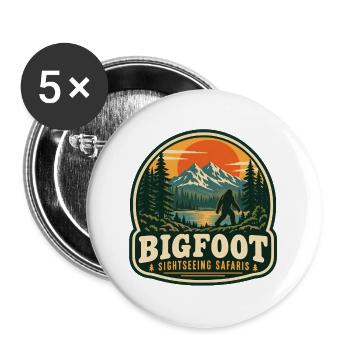 Bigfoot-Safari - Buttons groß 56 mm (5er Pack) - Weiß - Vorne