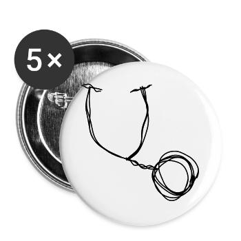Stethoskop handgezeichnet - Buttons groß 56 mm (5er Pack) - Weiß - Vorne
