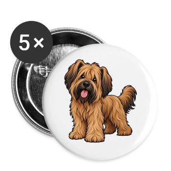 Briard Kawaii Style – Süßer Hütehund - Buttons groß 56 mm (5er Pack) - Weiß - Vorne