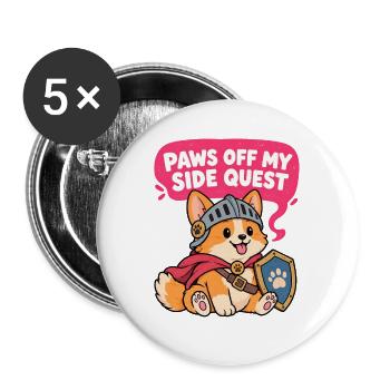 Pfoten Abseits Meiner Sidequest - Buttons groß 56 mm (5er Pack) - Weiß - Vorne