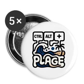 Humor Büro STRG ALT BEACH - Buttons groß 56 mm (5er Pack) - Weiß - Vorne
