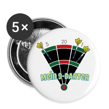 Mein 9-Darter  - Buttons groß 56 mm (5er Pack) - Weiß - Vorne