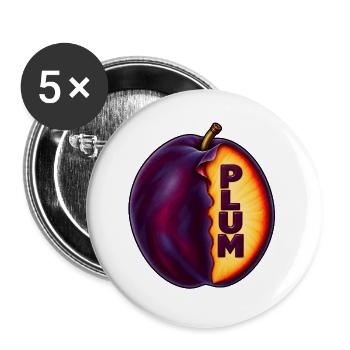 PLUM – Fruchtkunst - Buttons groß 56 mm (5er Pack) - Weiß - Vorne