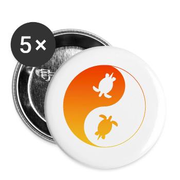 Schildkröten YinYang  - Buttons groß 56 mm (5er Pack) - Weiß - Vorne