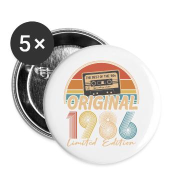 40. Geburtstag, 40 Jahre - Buttons groß 56 mm (5er Pack) - Weiß - Vorne