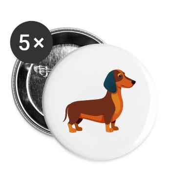 Dackel - Buttons groß 56 mm (5er Pack) - Weiß - Vorne