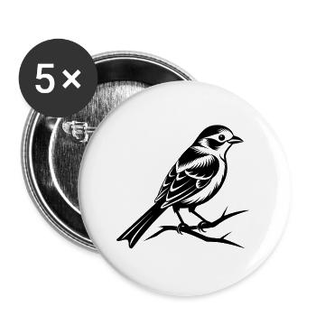 Kleiner Singvogel - Buttons groß 56 mm (5er Pack) - Weiß - Vorne