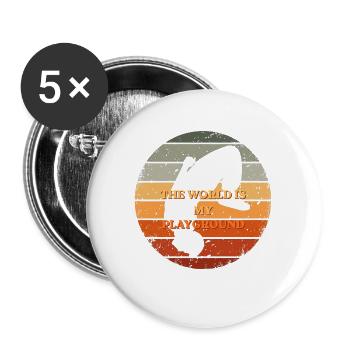 Die Welt ist mein Spielplatz - Buttons groß 56 mm (5er Pack) - Weiß - Vorne