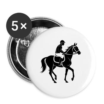 Rennpferdejockey - Buttons groß 56 mm (5er Pack) - Weiß - Vorne