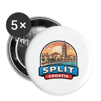 Split Kroatien Reiseabzeichen Diokletians Palast - Buttons groß 56 mm (5er Pack) - Weiß - Vorne