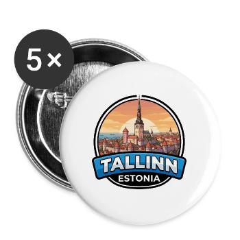 Tallinn Estland Reiseabzeichen Mittelalterliche Türme Geschenk - Buttons groß 56 mm (5er Pack) - Weiß - Vorne